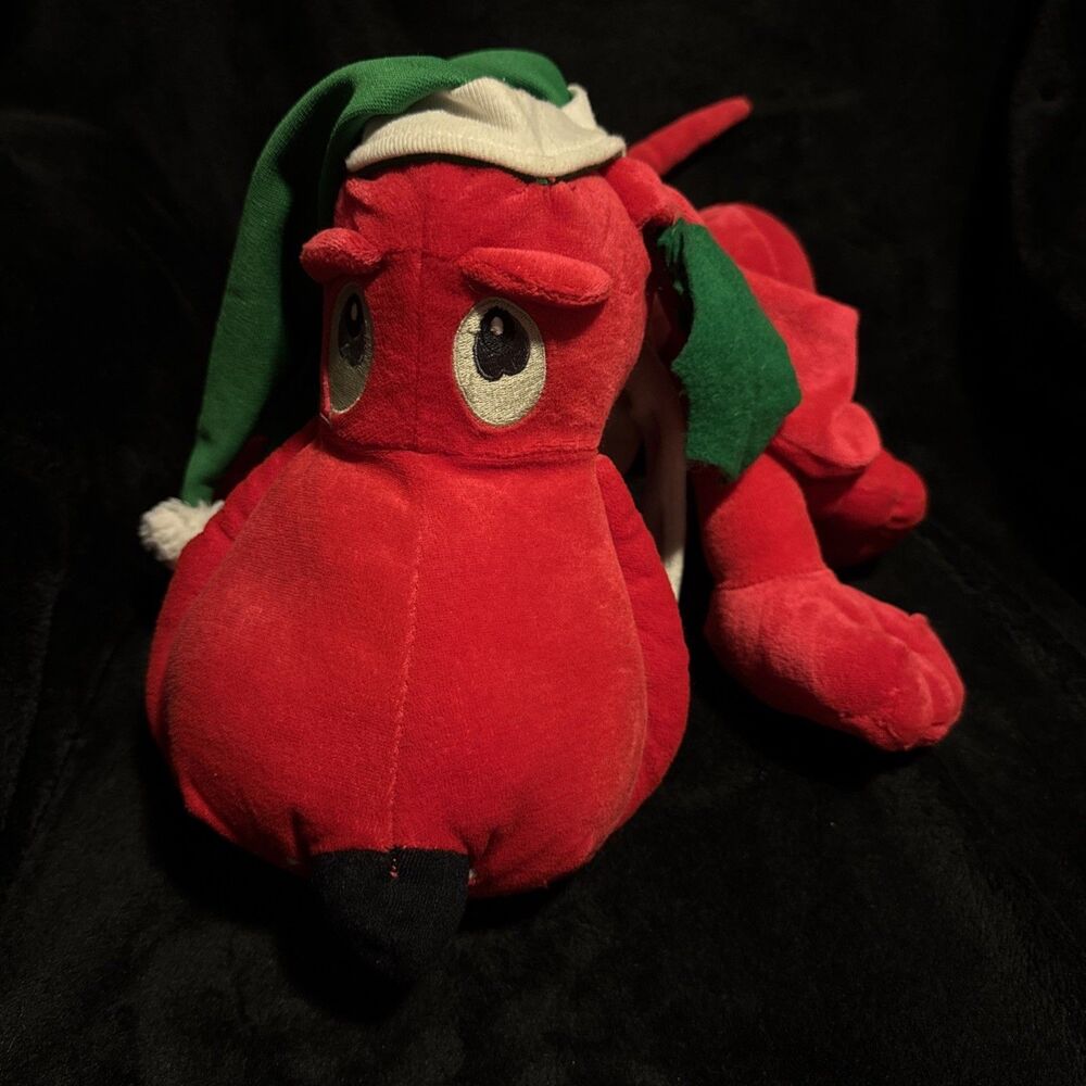 Vintage Commonwealth Poinsettia Red Dog 90s Plush Christmas Stuffed Animal 17"